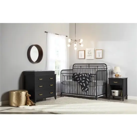 Little Seeds Monarch Hill Hawken Nightstand with Gold Feather Drawer Pull, Black image {3}