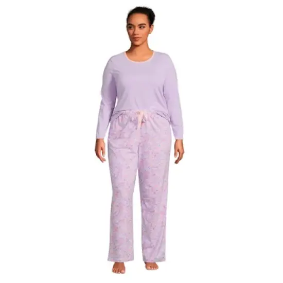 Lands' End Women's Knit Pajama Set Long Sleeve T-Shirt and Pants image {5}