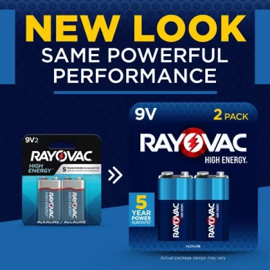 Rayovac High Energy 9V Batteries 2pk - Alkaline Battery: Household Power Source image {5}
