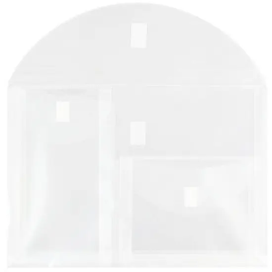 JAM Paper 9 3/4'' x 13'' 12pk Plastic 3 Pocket Envelopes with Hook & Loop Closure, Letter Booklet - Clear: Filing Accessories image {2}