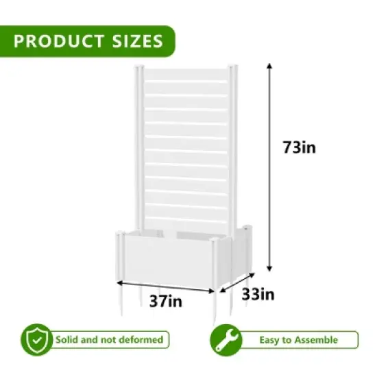 Lirago White PVC L Shaped Raised Garden Bed Combo 6ft x 3ft with 2 Planter Boxes and Privacy Screen Panel image {4}