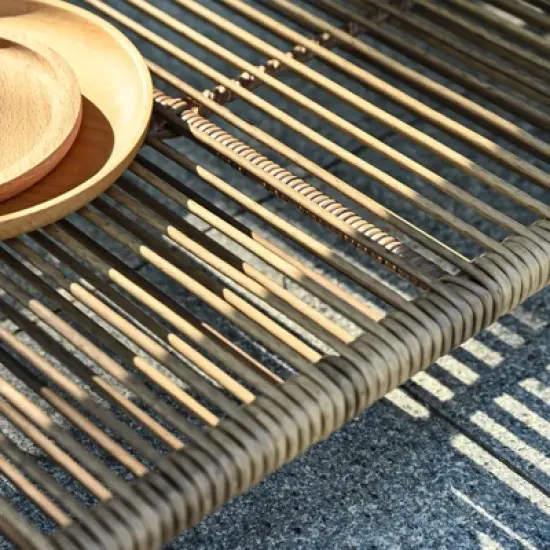 FIONECA 2-Seat Outdoor Brown PE Wicker Sofa with Grey Cushions and Coffee Table, All-Weather Rattan Patio Furniture Set for Garden & Porch image {6}