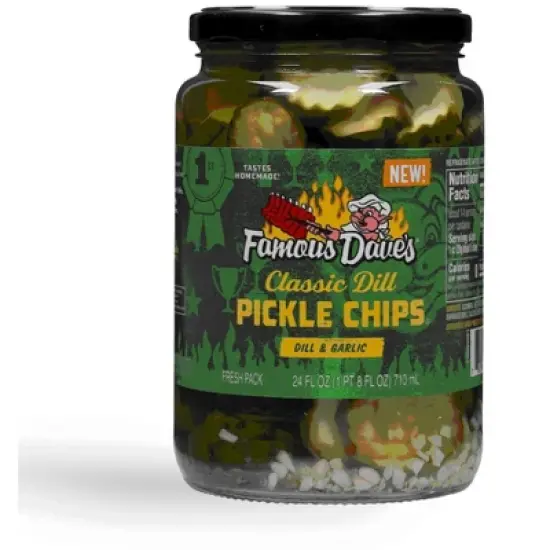 Famous Dave's Pickle Chips, Classic Dill, Dill & Garlic. 24 oz Jar (Pack of 4) image {4}