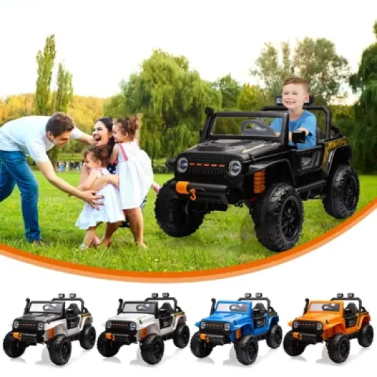 Acekool 24V Ride-On Truck Car with Remote Control, 4x60W Motors, 4-Wheel Suspension, LED Lights, Music, Safety Belt, 3 Speeds image {6}