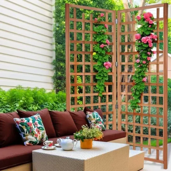 All Things Cedar 2-Piece" Outdoor Single Trellis Handcrafted for Climbing Plants with Snug-Fitting Parts and Sanded Finish for Patio Privacy Screens image {5}
