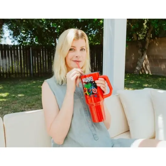 Silver Buffalo Marvel Comics The Avengers 40-Ounce Red Stainless Steel Tumbler With Handle image {5}