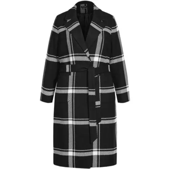 Women's Plus Size Checkmate Coat - black | CITY CHIC image {2}