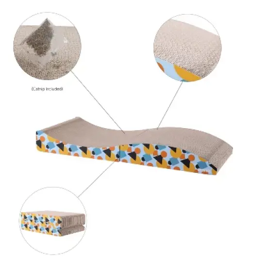 THE LICKER STORE Eero Modern Cardboard Foldable Lounge Cat Scratcher with Catnip image {4}