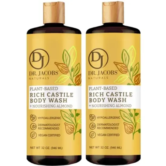 Dr Jacobs Naturals Plant based Castile Liquid Soap Gel - Almond -Hypoallergenic- Dermatologist tested image {10}