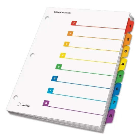 Cardinal Traditional OneStep Index System 8-Tab 1-8 Letter Multicolor 1 Set 60818 image {1}