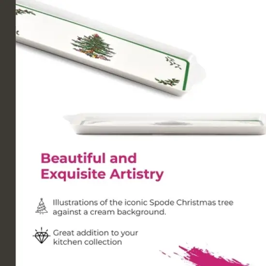 Spode Christmas Tree Sandwich Tray (15" x 6.5") - Decorative Serving Platter - Festive Melamine Dish, Durable Christmas Dinnerware image {2}