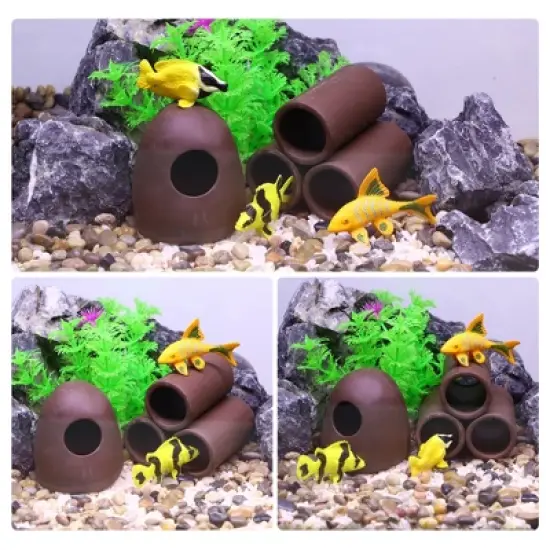 Unique Bargains Resin Aquarium Hideaway Rock Cave Fish Tank Decoration Brown 2.80''x3.03''x2.76'' image {4}