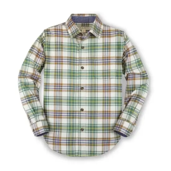Hope & Henry Boys' Organic Cotton Long Sleeve Brushed Cotton Flannel Button Down Shirt, Infant image {9}