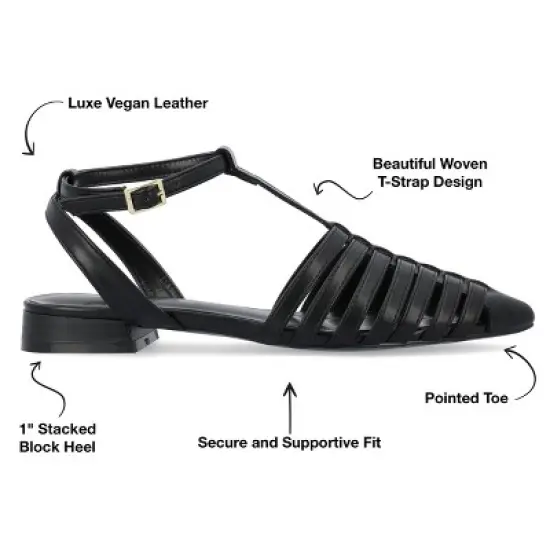 Journee Collection Womens Alivia Ankle Strap Block Heel Pointed Toe Flats image {7}