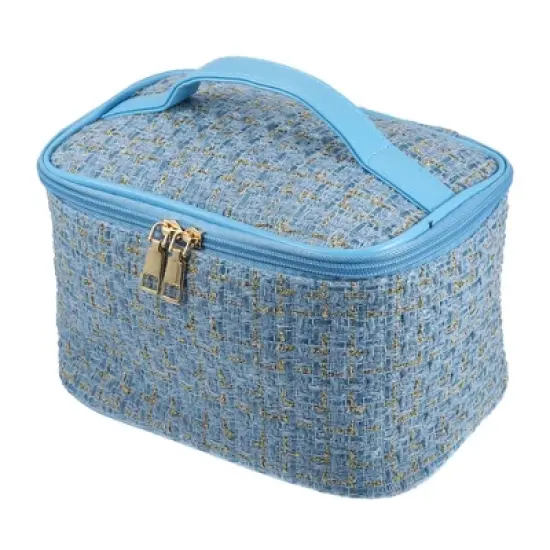 Unique Bargains Plaid Pattern Makeup Bag Cosmetic Travel Bag Woolen Large Makeup Bag for Women 1 Pc image {11}