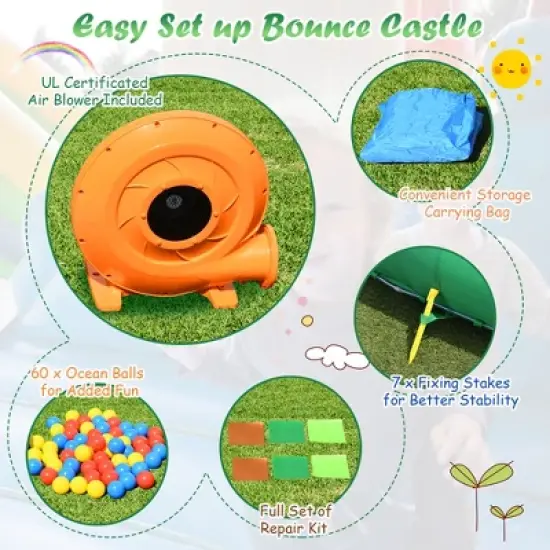 Bountech Inflatable Waterslide Bounce House Climbing Wall Ball Pit w/ Blower image {6}