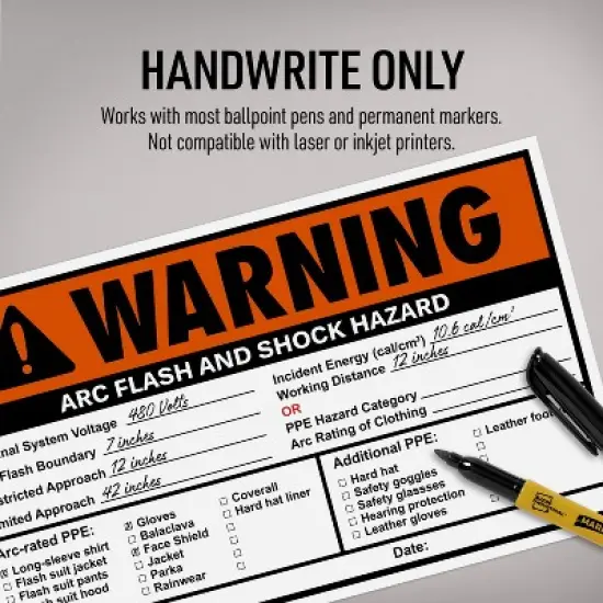Avery Arc Flash/Shock Warning Labels, Waterproof, UV Resistant, Preprinted, Handwrite-Only, 4.75" x 7.75", 100 Warning Decal Labels image {3}