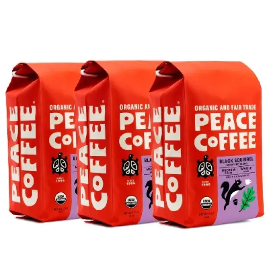 Peace Coffee Black Squirrel Espresso Blend Medium Roast Whole Bean Coffee - 36oz/3ct image {1}