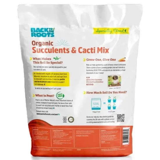Back to the Roots 6qt Organic Succulents & Cacti Mix Specialty Blend: Fast Draining, pH Balanced image {9}