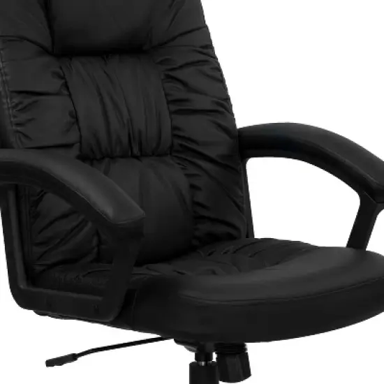 Flash Furniture Hansel High Back Black LeatherSoft Executive Swivel Office Chair with Arms image {4}