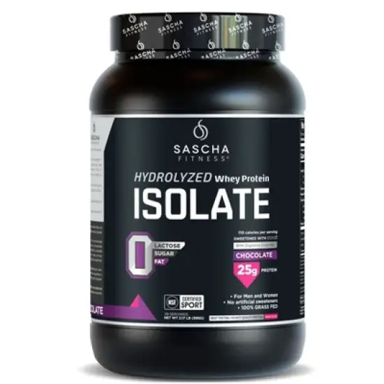 Sascha Fitness Hydrolyzed Whey Protein Isolate &ndash; 100% Grass-Fed - Chocolate &ndash; 2.1 lbs image {4}