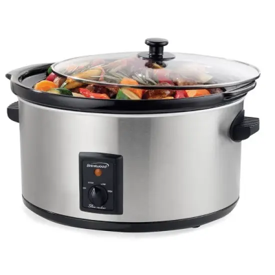 Brentwood 8.0 Quart Slow Cooker Stainless Steel image {1}