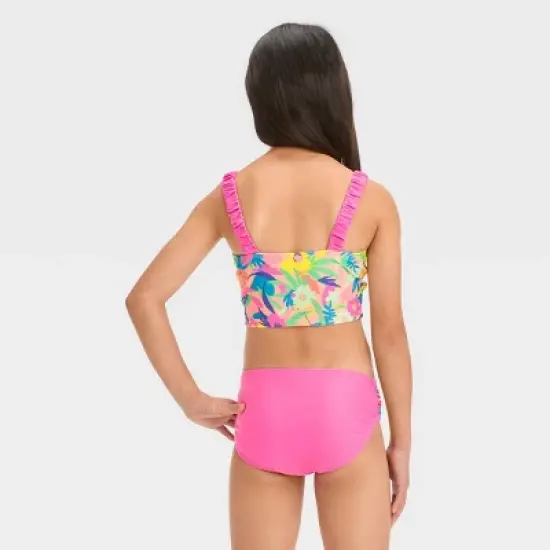 Girls' 'Shore Garden' Floral Printed Midkini Set - Cat & Jack&trade; Pink image {2}