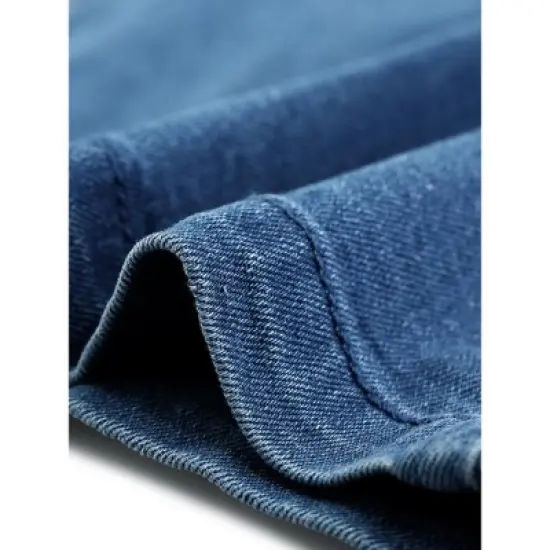 Agnes Orinda Women's Plus Size Overall Classic Adjustable Straps Above Knee Slit Hem Denim Dresses image {4}