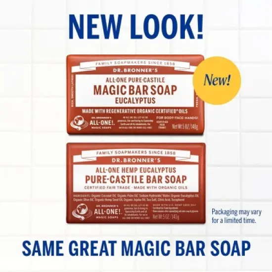 Dr. Bronner's All-One Pure-Castile Magic Bar Soap - Eucalyptus - 5oz image {2}