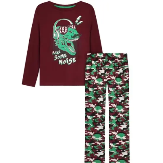 Sleep On It Boys Loud Dino Brushed Jersey 2-Piece Pajama Sleep Set image {3}