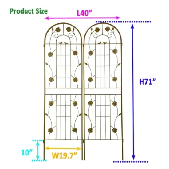 Lirago Brown 2 pieces Weatherproof Multi-functional Outdoor Screen-Laser-Cut Galvanized Steel Panel 70.86"Hx19.68"Wx0.51"D image {6}