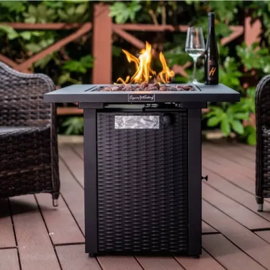 Garden Comfort 28" Square Outdoor Fire Table Black image {9}