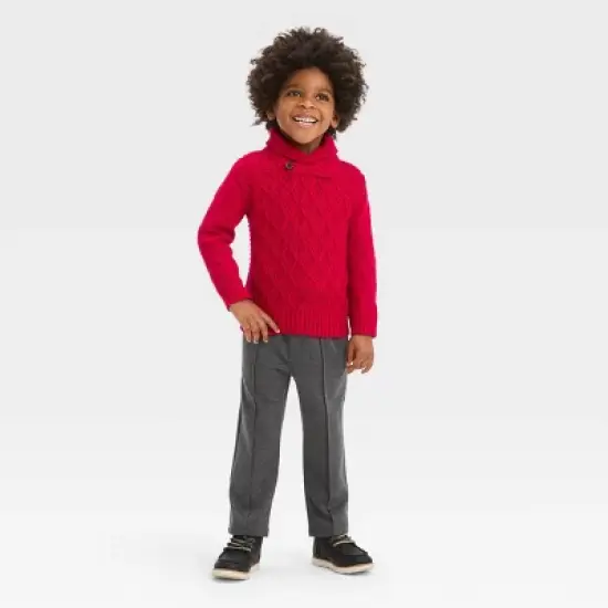 Toddler Boys' Shawl Collar Sweater - Cat & Jack&trade; Red image {2}