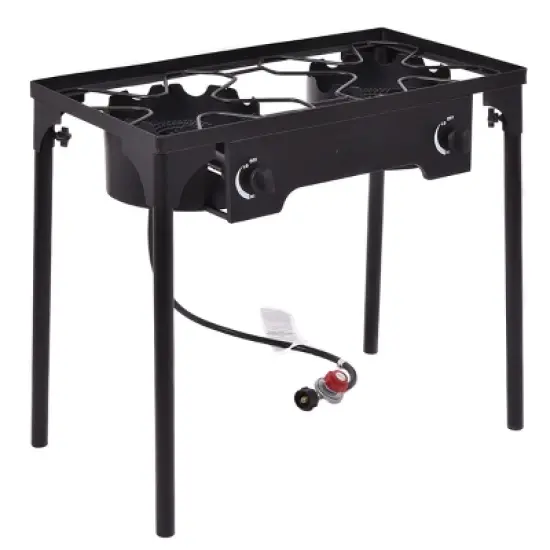 Costway Double Burner Gas Propane Cooker Outdoor Picnic Stove Stand BBQ Grill image {5}