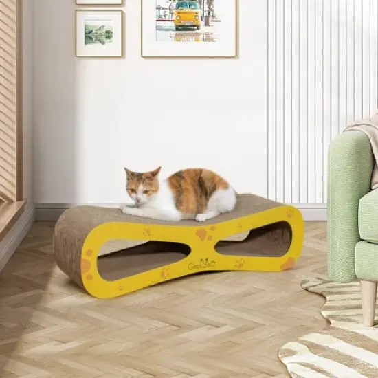 Sandinrayli Wave Cat Scratcher Lounge Toy with Catnip, Yellow image {10}
