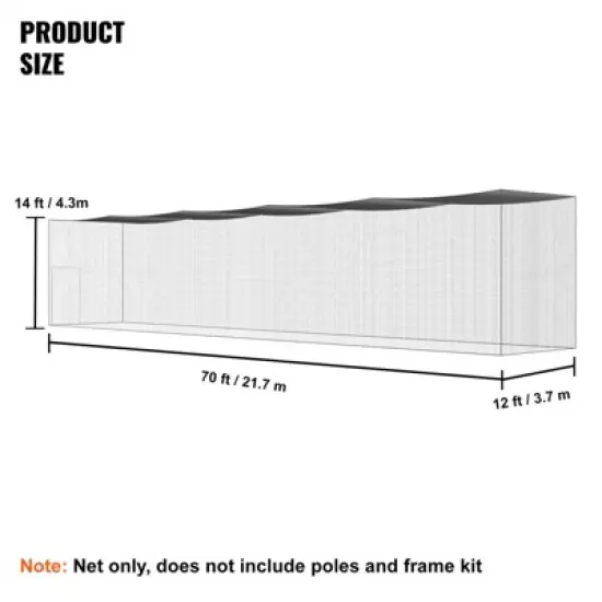 VEVOR Baseball Batting Netting, Professional Softball Baseball Batting Hitting Training Net,Portable Pitching Cage Net with Door & Carry Bag(NET ONLY) image {6}