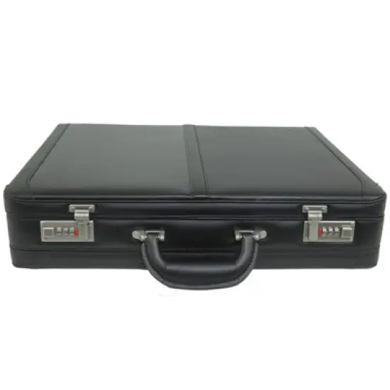 Alpine Swiss Mens Expandable Leather Attache Briefcase Dual Combination Locks image {3}