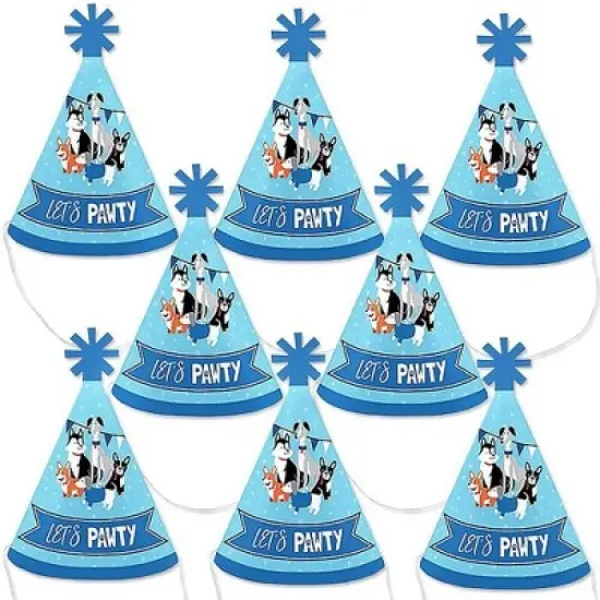 Big Dot of Happiness Pawty Like a Puppy - Mini Cone Dog Baby Shower or Birthday Party Hats - Small Little Party Hats - Set of 8 image {8}