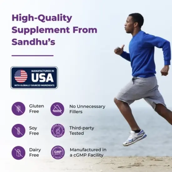 Sandhu's Quercetin with Bromelain 1000mg Per Serving 120 Count Vegetarian Capsules for Men & Women | Supports Immune & Respiratory Health image {6}