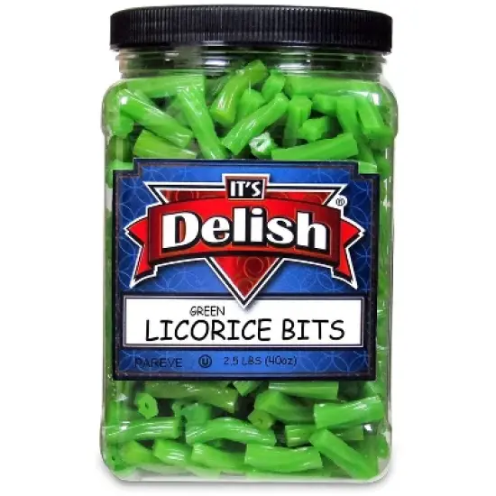 Apple Green Licorice Bits by Its Delish, 2.5 LBS (40 Oz) Jumbo Container Jar image {1}