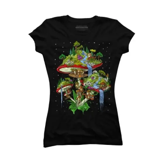 Junior's Design By Humans Magic Mushrooms Island By underheaven T-Shirt image {3}
