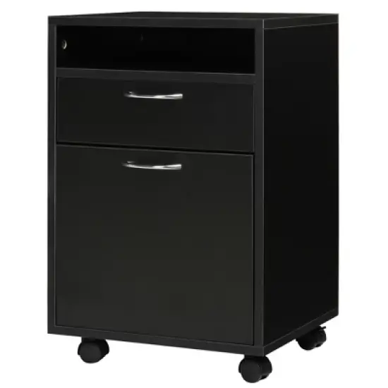 HOMCOM Mobile Storage Cabinet Organizer with Drawer and Cabinet, Printer Stand with Castors image {6}