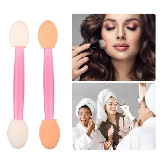 Unique Bargains Dual Sides Sponge Short  Brushes EyeShadow Applicators Pink 50PCS image {4}