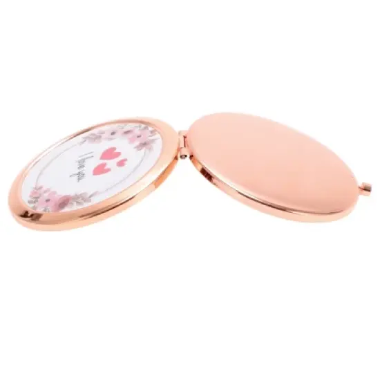 Unique Bargains Handheld Makeup Mirror Rose Gold Tone 1 Pc image {4}