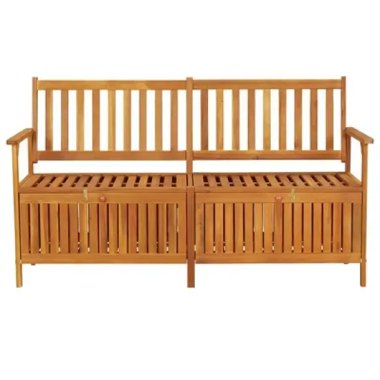 vidaXL Outdoor Storage Bench Deck Box for Patio Furniture Solid Wood Acacia - Brown 58.3" x 24.4" x 33.1" image {8}