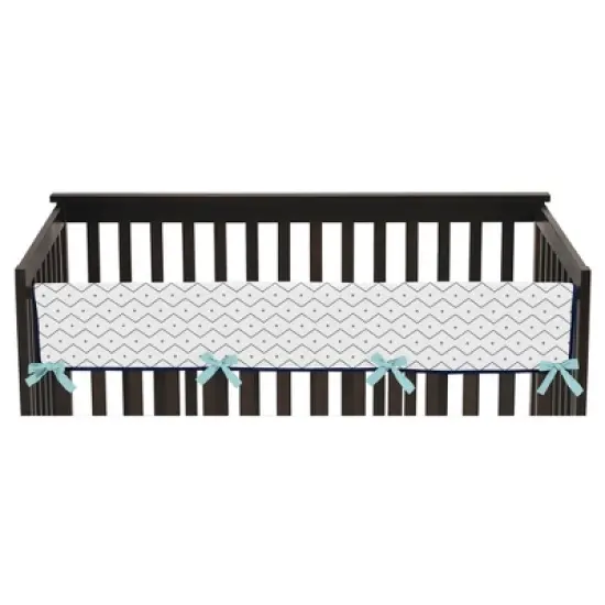 Sweet Jojo Designs Front Crib Rail Guard Cover - Blue & Green Mod Dino image {1}