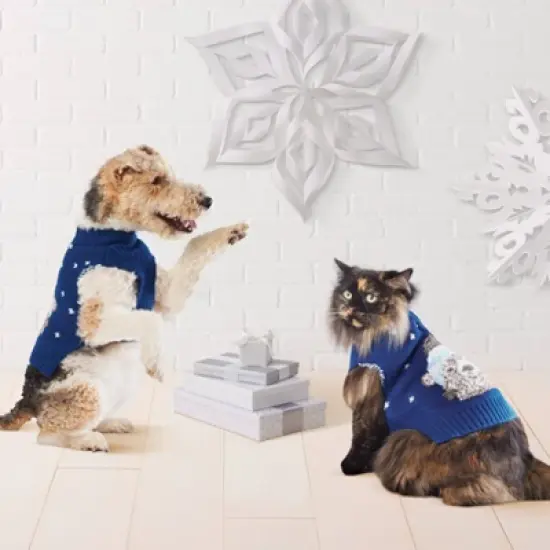 Polar Bear Dog Sweater - Wondershop&trade; Dark Blue image {4}