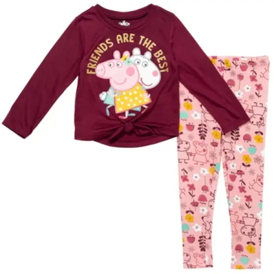 Peppa Pig Pullover Long Sleeve Graphic T-Shirt & Leggings Pink/Purple  image {4}
