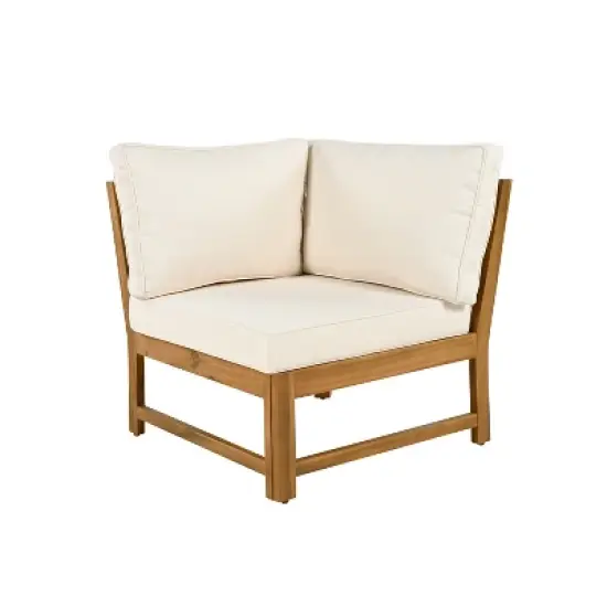 Christopher Knight Home Doretta Outdoor Acacia Wood and Rattan L Shape 5 Seater Seating Set with Cushions image {6}