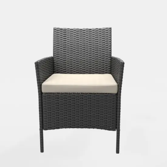 3 Piece Patio Set, PE Rattan Patio Conversation Set, 2 Chairs + Coffee Table, Outdoor Patio Furniture Set for Patio Front Porch Balcony Bistro image {4}